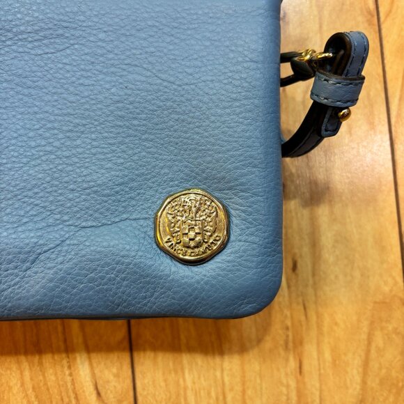 Vince Camuto Crossbody Bag Baby Blue Pebble Leather Gold Small Wristlet Wallet - Picture 4 of 11